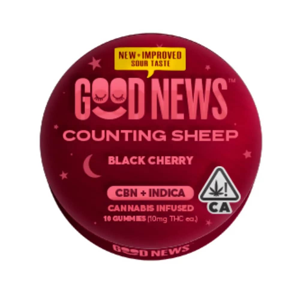 Good News Counting Sheep Sour Black Cherry Gummies with CBN 10pk 100mg THC 50mg CBN
